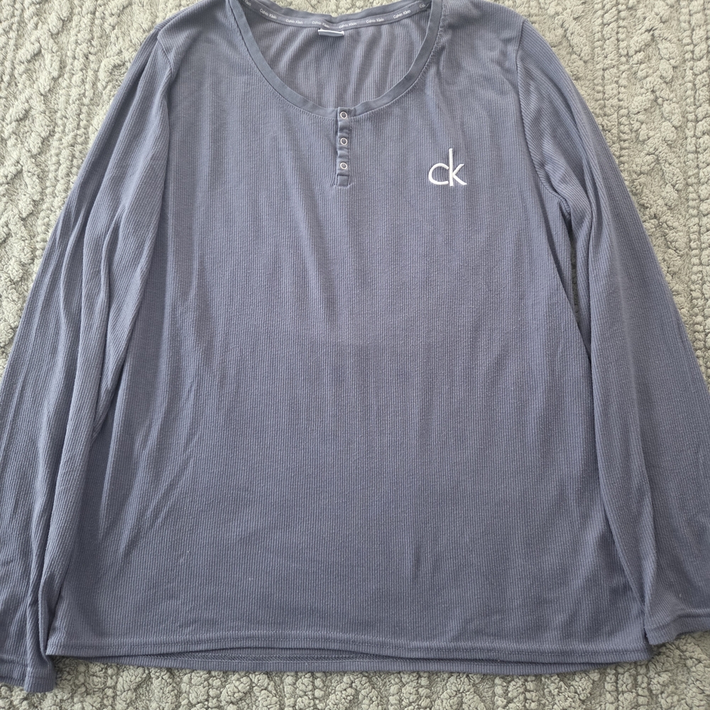 Calvin Klein Blue Long Sleeve Henley